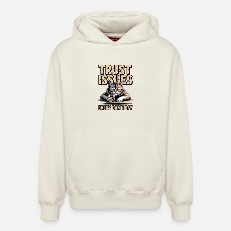 Problèmes de confiance Cat - Sweat à capuche unisexe décontracté en coton biologique – de SPREAD - blanc cassé