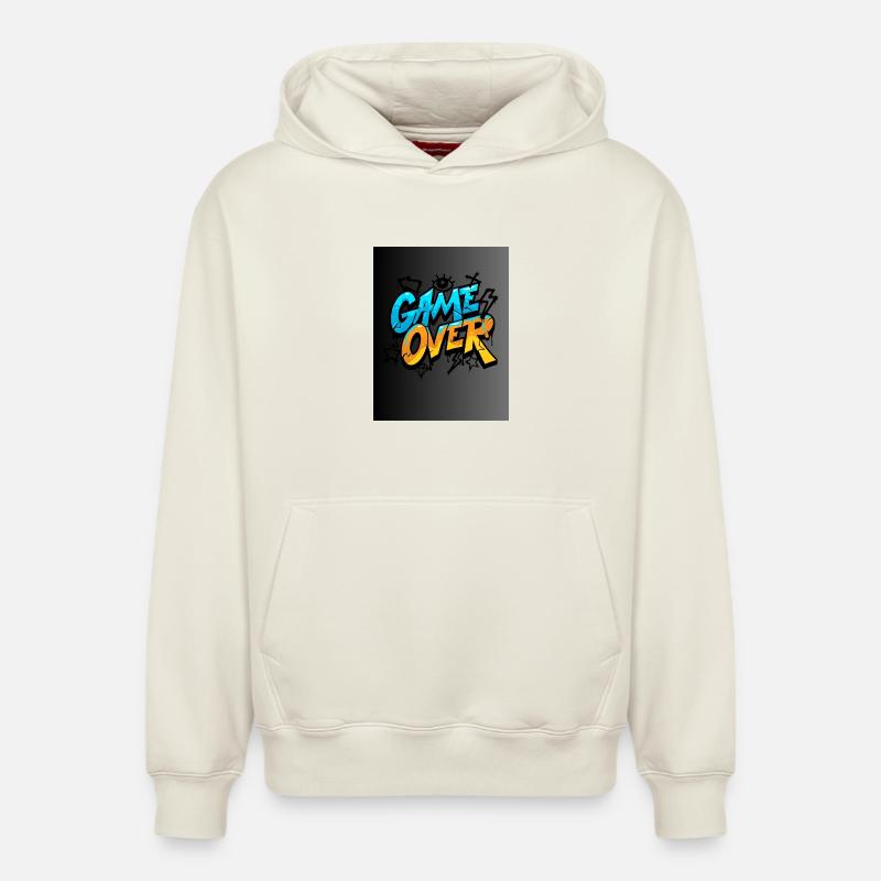Graffiti Style Game Over Design - Sweat à capuche unisexe décontracté en coton biologique – de SPREAD - blanc cassé