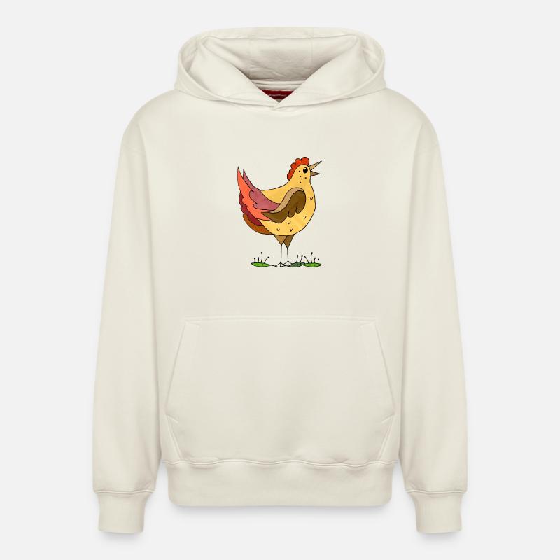 poule - Sweat à capuche unisexe décontracté en coton biologique – de SPREAD - blanc cassé