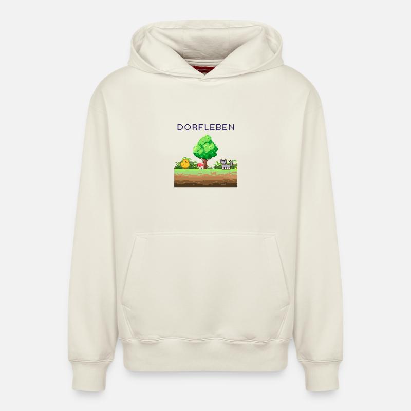 Dörflleben Pixelwelt - Sweat à capuche unisexe décontracté en coton biologique – de SPREAD - blanc cassé