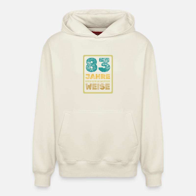 83 ans - Sweat à capuche unisexe décontracté en coton biologique – de SPREAD - blanc cassé