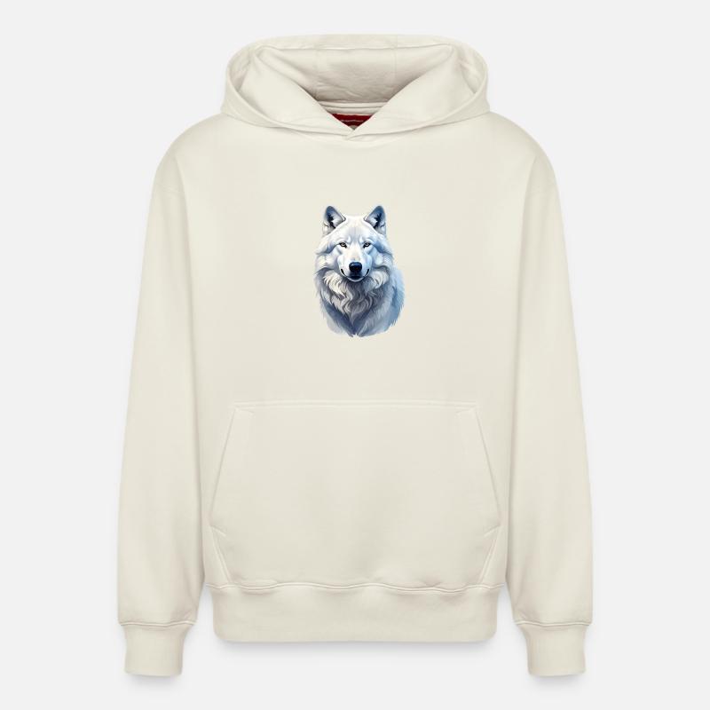 Loup arctique - Sweat à capuche unisexe décontracté en coton biologique – de SPREAD - blanc cassé