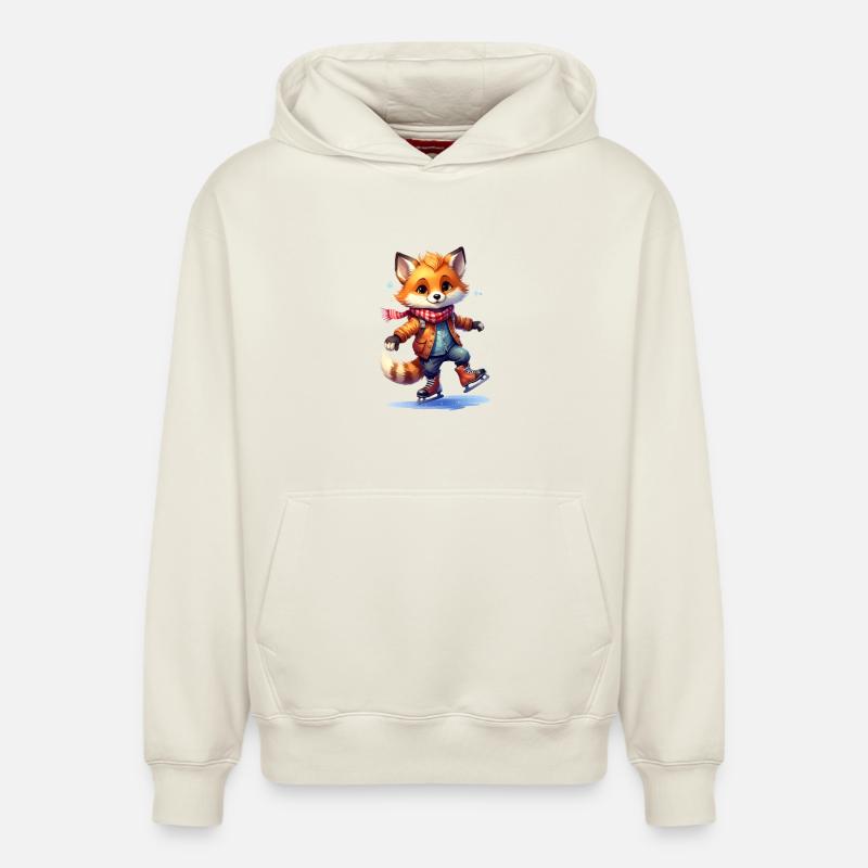 Patinage renard - Sweat à capuche unisexe décontracté en coton biologique – de SPREAD - blanc cassé