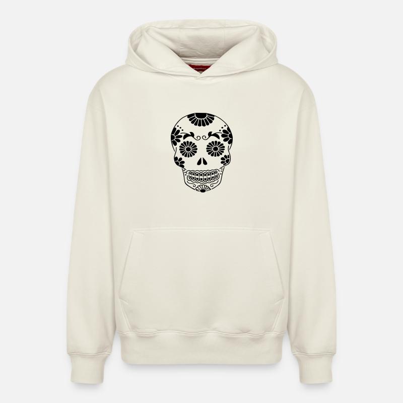 Schädel - Relaxed Unisex Organic Hoodie – von SPREAD - Naturweiß