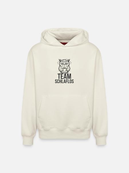 Team Sleepless – Tired Owl - Relaxed Unisex Organic Hoodie – by SPREAD - off white