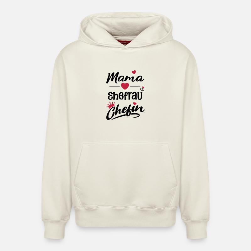 mama_ehefrau_chefin - Relaxed Unisex Organic Hoodie – von SPREAD - Naturweiß