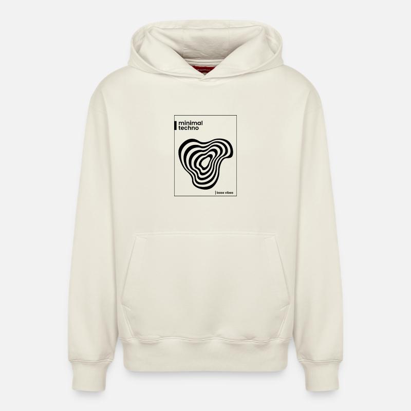 Conception minimale de l’affiche techno - Sweat à capuche unisexe décontracté en coton biologique – de SPREAD - blanc cassé
