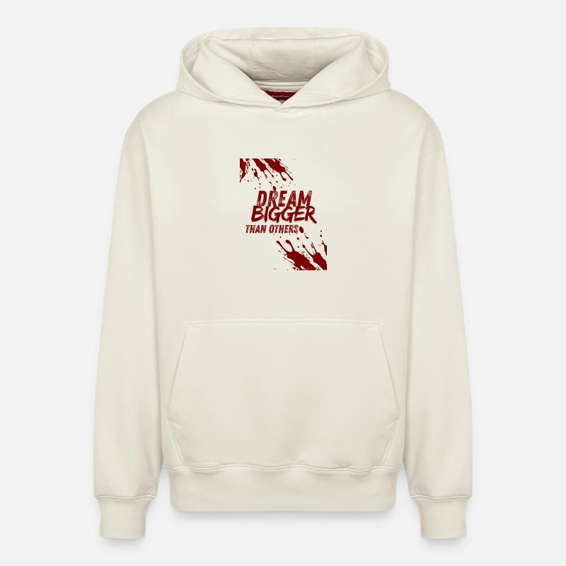 dream bigger than others - Sweat à capuche unisexe décontracté en coton biologique – de SPREAD - blanc cassé