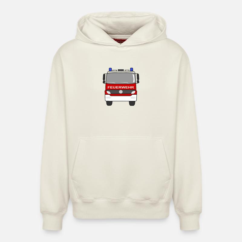 Fire Engine - Sweat à capuche unisexe décontracté en coton biologique – de SPREAD - blanc cassé