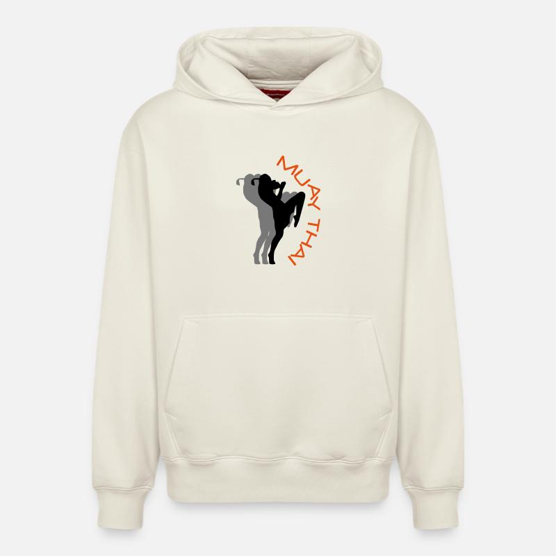 Muay Thai - Sweat à capuche unisexe décontracté en coton biologique – de SPREAD - blanc cassé