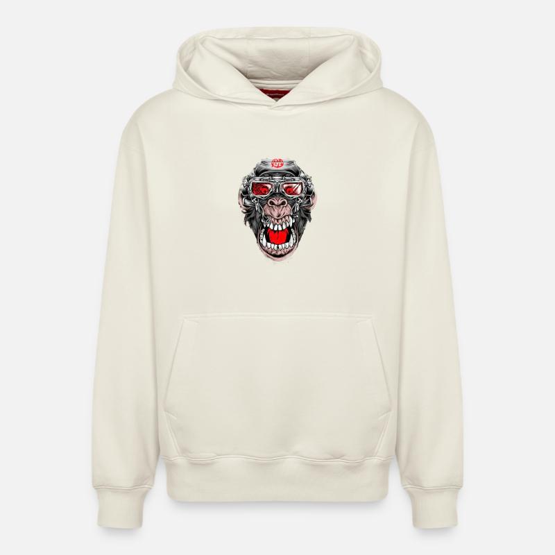 Crazy Monkey - Relaxed Unisex Organic Hoodie – von SPREAD - Naturweiß