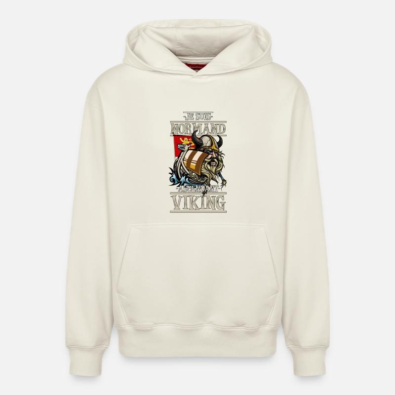Ascendant vicking - Sweat à capuche unisexe décontracté en coton biologique – de SPREAD - blanc cassé