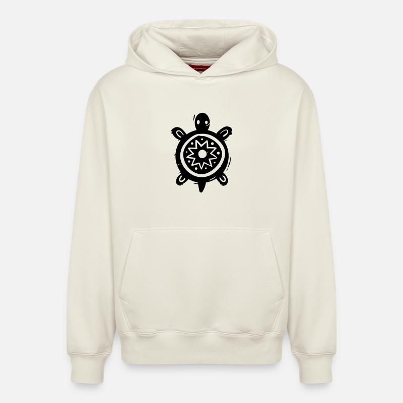 Tortue Tribale - Sweat à capuche unisexe décontracté en coton biologique – de SPREAD - blanc cassé