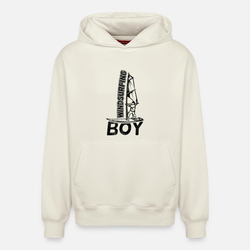 Windsurf Garçons - Sweat à capuche unisexe décontracté en coton biologique – de SPREAD - blanc cassé