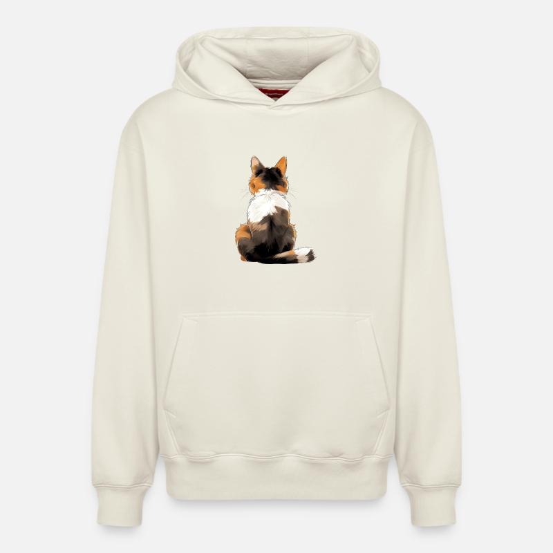 Chat Bobtail japonais - Sweat à capuche unisexe décontracté en coton biologique – de SPREAD - blanc cassé