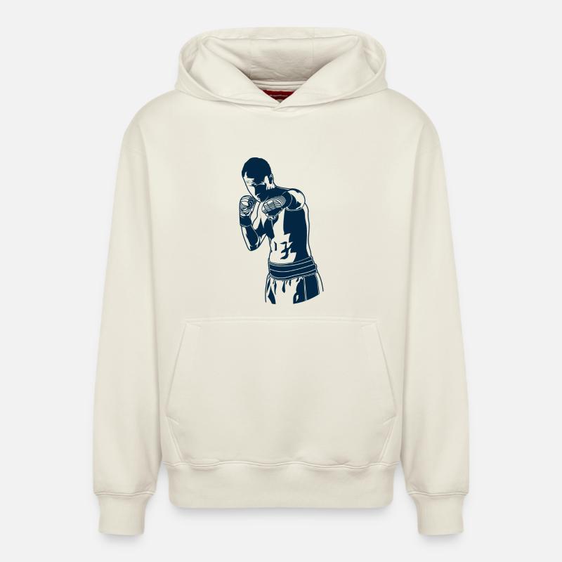 Boxeur - Sweat à capuche unisexe décontracté en coton biologique – de SPREAD - blanc cassé