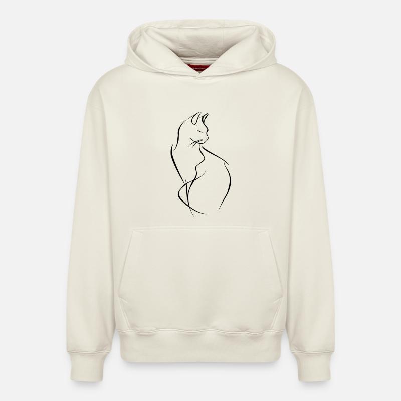 Dessin de chat - Sweat à capuche unisexe décontracté en coton biologique – de SPREAD - blanc cassé