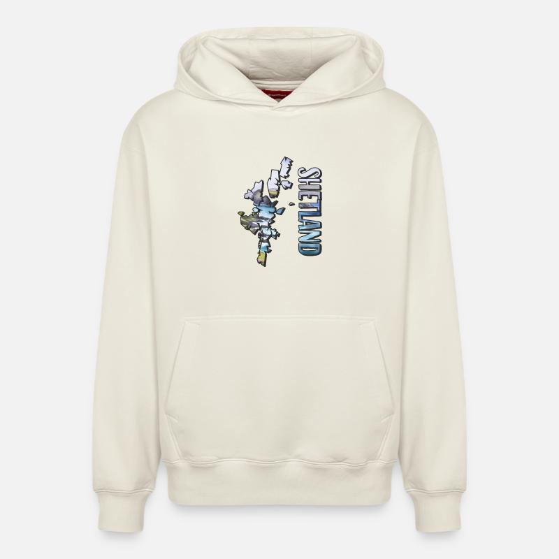 Carte à l’aquarelle Shetland - Sweat à capuche unisexe décontracté en coton biologique – de SPREAD - blanc cassé