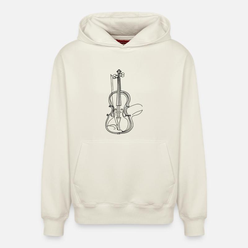 Dessin de violon - Sweat à capuche unisexe décontracté en coton biologique – de SPREAD - blanc cassé