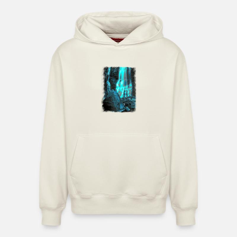 Cascade Rocheuse - Sweat à capuche unisexe décontracté en coton biologique – de SPREAD - blanc cassé