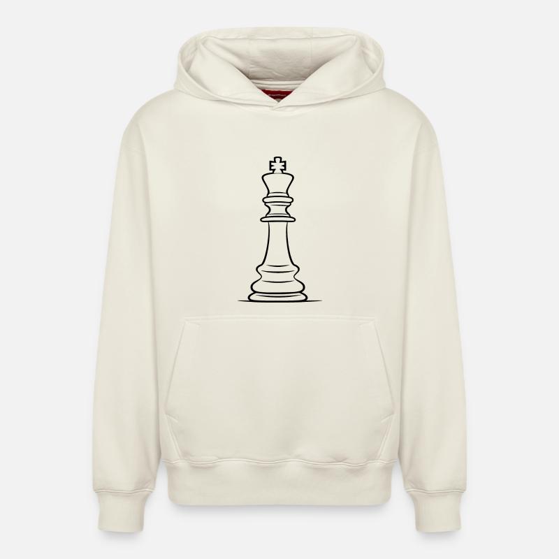 Dessin de pièces d’échecs - Sweat à capuche unisexe décontracté en coton biologique – de SPREAD - blanc cassé