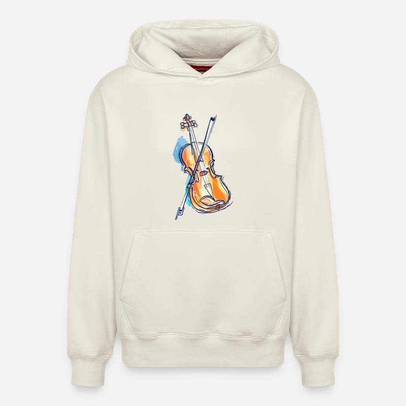 Dessin de violon - Sweat à capuche unisexe décontracté en coton biologique – de SPREAD - blanc cassé