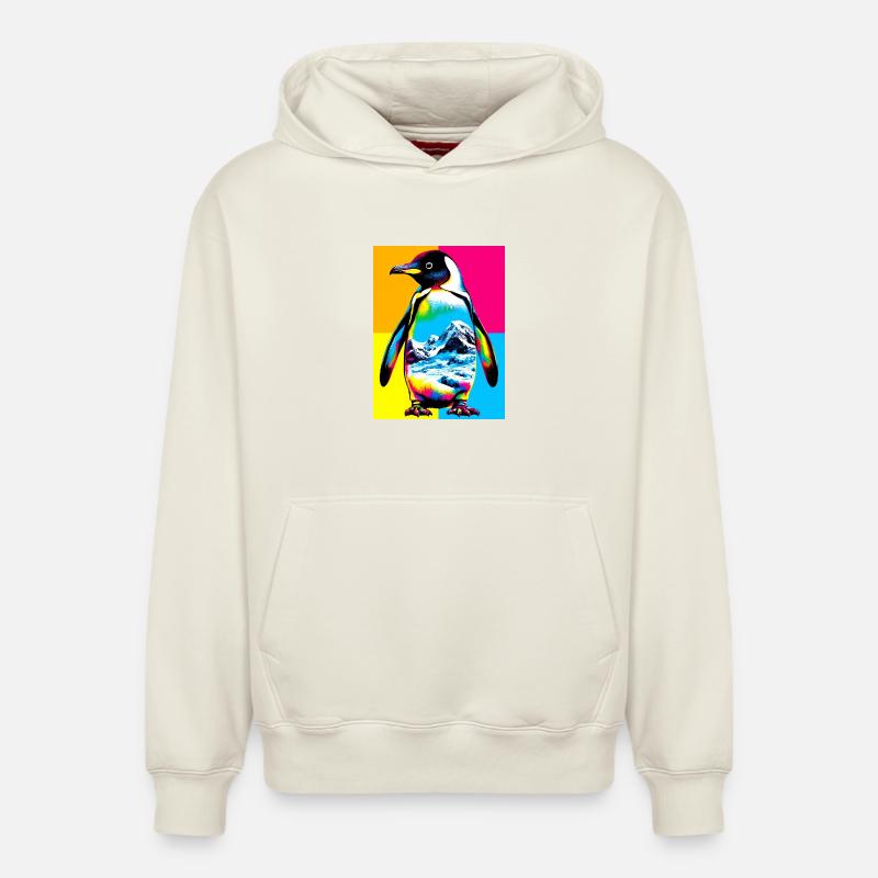 pingouin - Sweat à capuche unisexe décontracté en coton biologique – de SPREAD - blanc cassé
