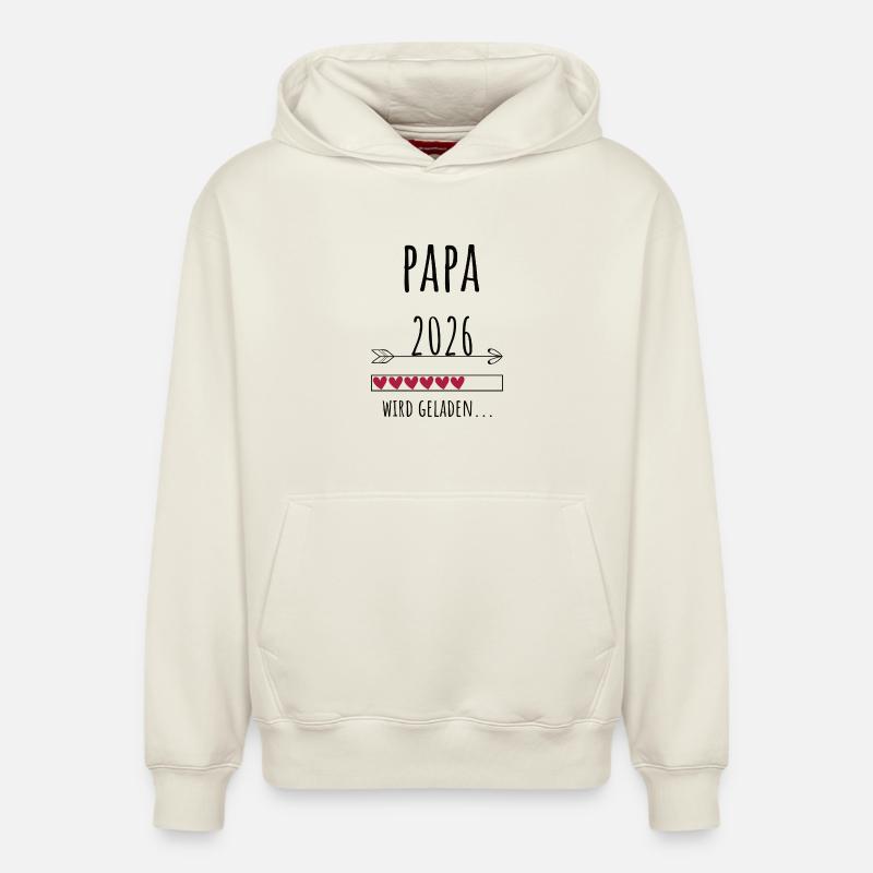 Futur papa 2026 Cadeau Grossesse - Sweat à capuche unisexe décontracté en coton biologique – de SPREAD - blanc cassé