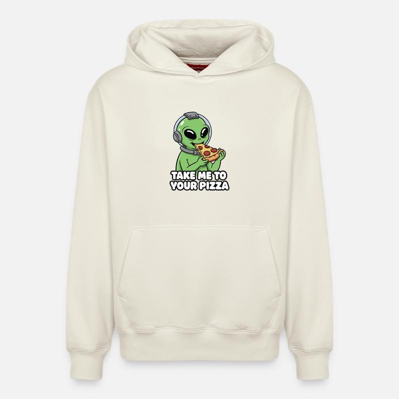 Amateur de pizza extraterrestre - Sweat à capuche unisexe décontracté en coton biologique – de SPREAD - blanc cassé