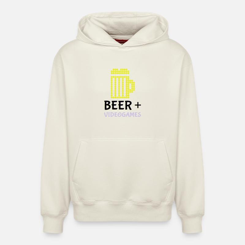 Pixel-Bier-Videospiele - Relaxed Unisex Organic Hoodie – von SPREAD - Naturweiß