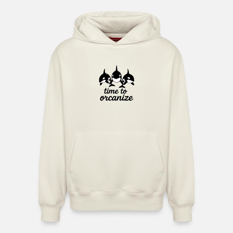 orcaniser - Sweat à capuche unisexe décontracté en coton biologique – de SPREAD - blanc cassé