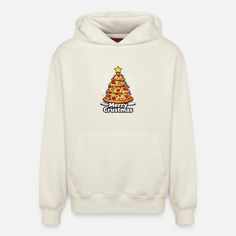 Pizza de Noël - Sweat à capuche unisexe décontracté en coton biologique – de SPREAD - blanc cassé
