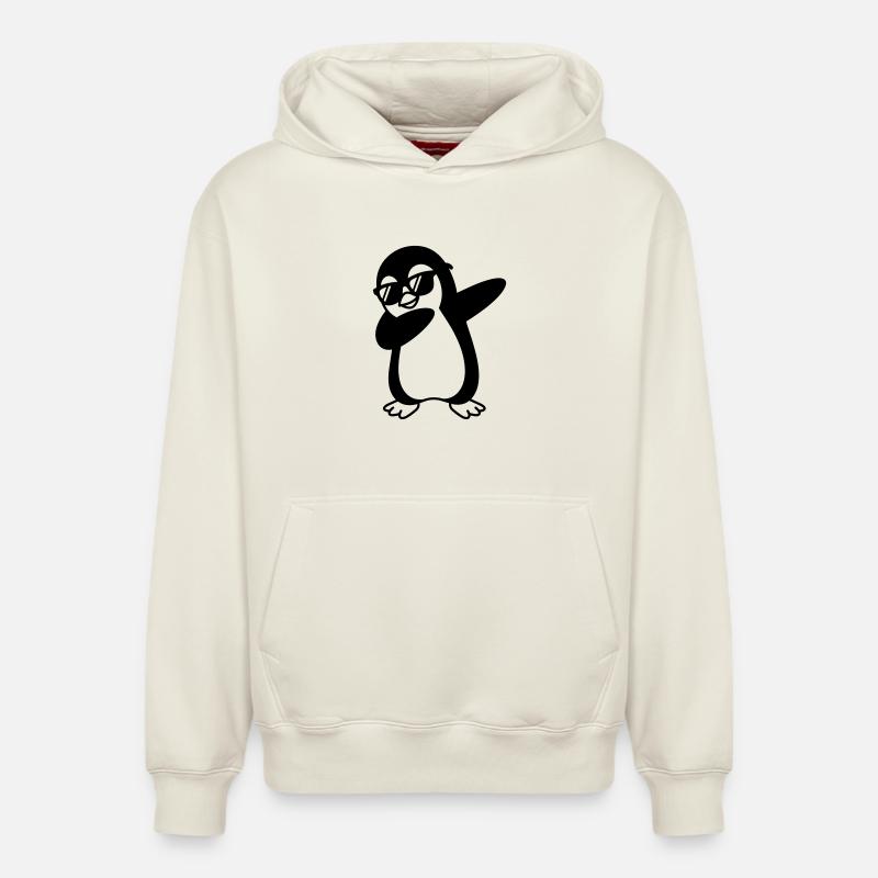 Penguin Dab - Sweat à capuche unisexe décontracté en coton biologique – de SPREAD - blanc cassé