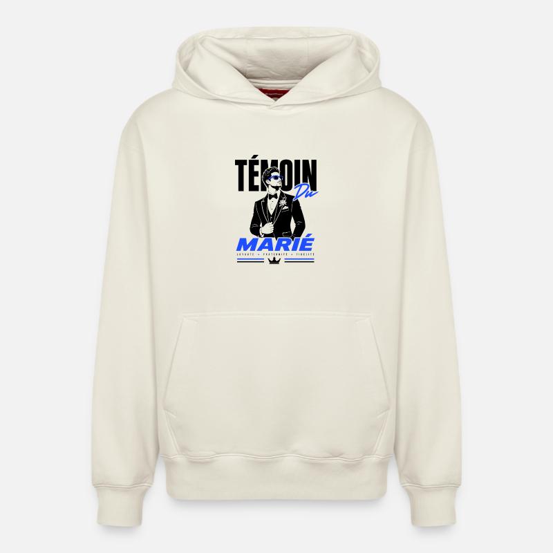Témoin du Marié Élégance Premium - Sweat à capuche unisexe décontracté en coton biologique – de SPREAD - blanc cassé