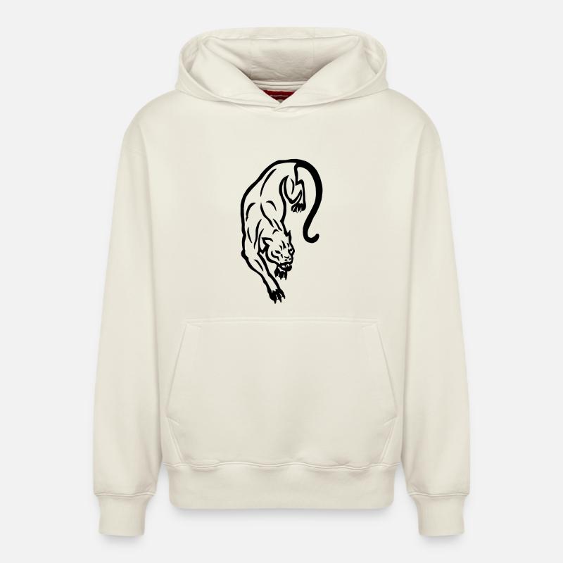 Silhouette de panthère noire - Sweat à capuche unisexe décontracté en coton biologique – de SPREAD - blanc cassé