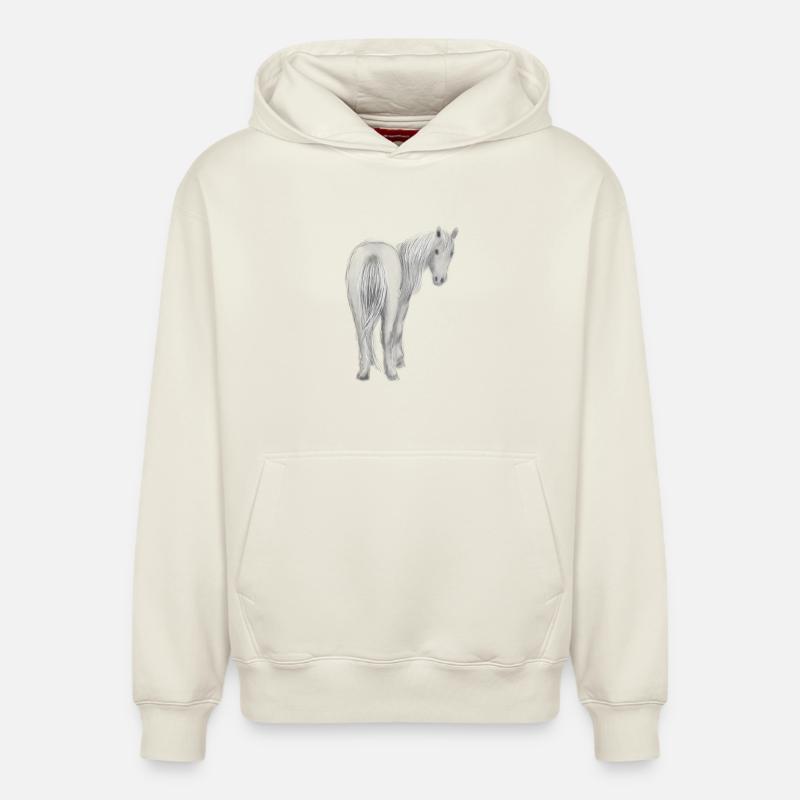 Cheval - Sweat à capuche unisexe décontracté en coton biologique – de SPREAD - blanc cassé