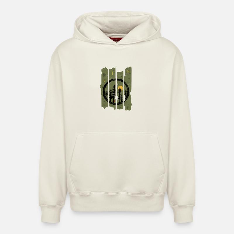 Forêt de runes - Sweat à capuche unisexe décontracté en coton biologique – de SPREAD - blanc cassé