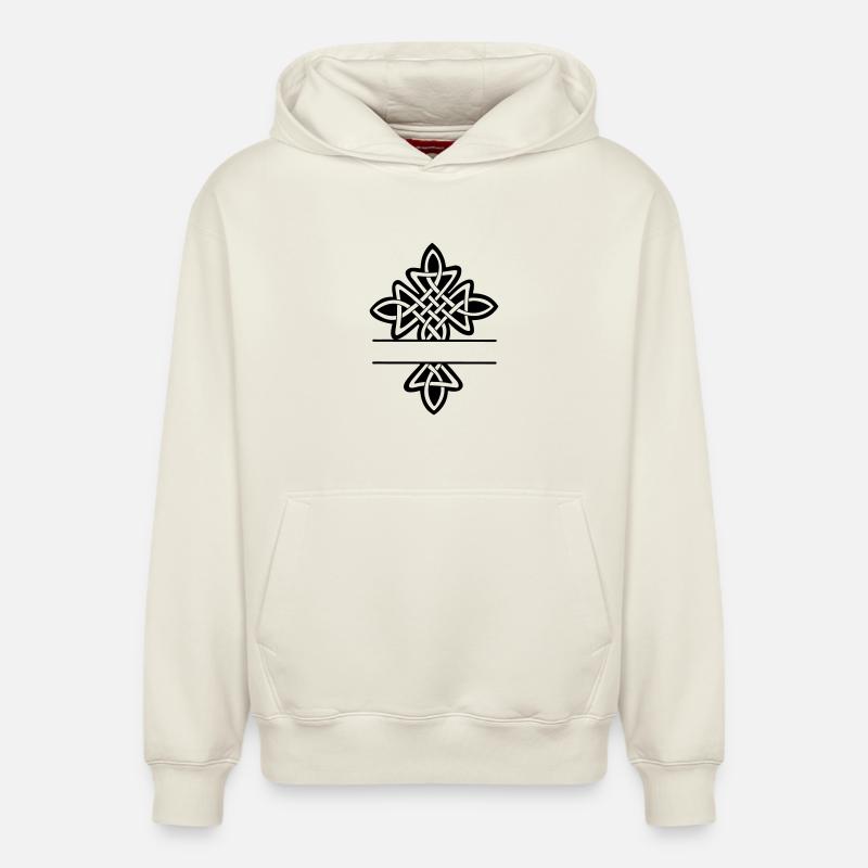 Monogramme croisé celtique - Sweat à capuche unisexe décontracté en coton biologique – de SPREAD - blanc cassé
