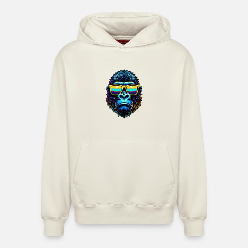 Gorille - Sweat à capuche unisexe décontracté en coton biologique – de SPREAD - blanc cassé