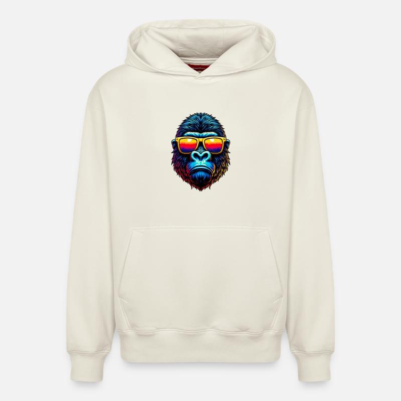 Gorille - Sweat à capuche unisexe décontracté en coton biologique – de SPREAD - blanc cassé