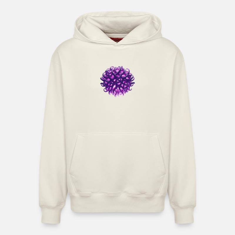 boule de tentacule violette - Sweat à capuche unisexe décontracté en coton biologique – de SPREAD - blanc cassé