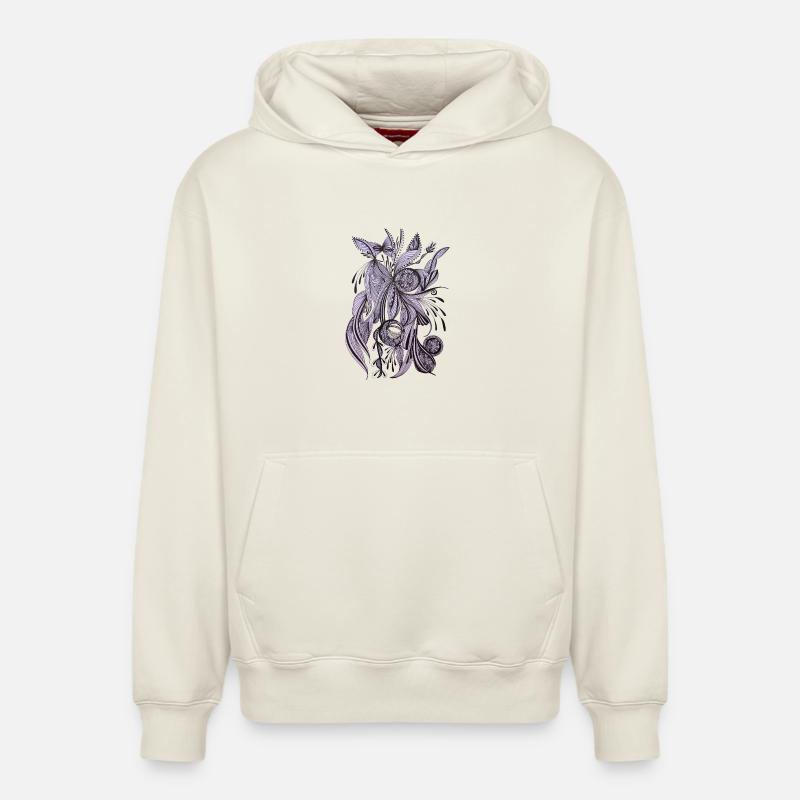 Fleur de ligne violette - Sweat à capuche unisexe décontracté en coton biologique – de SPREAD - blanc cassé