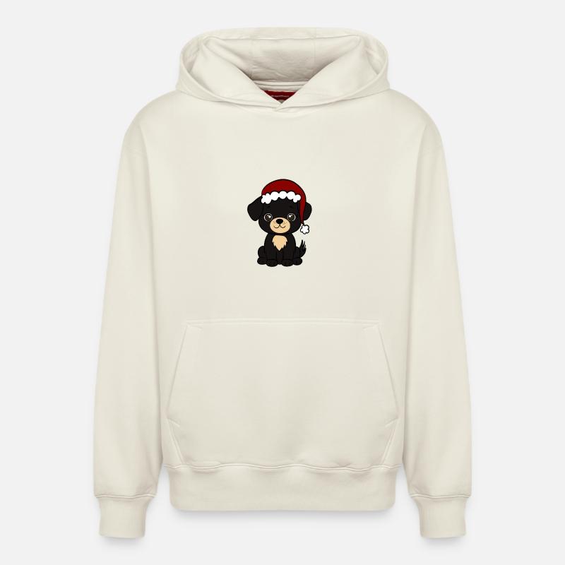 Chien Noël - Sweat à capuche unisexe décontracté en coton biologique – de SPREAD - blanc cassé