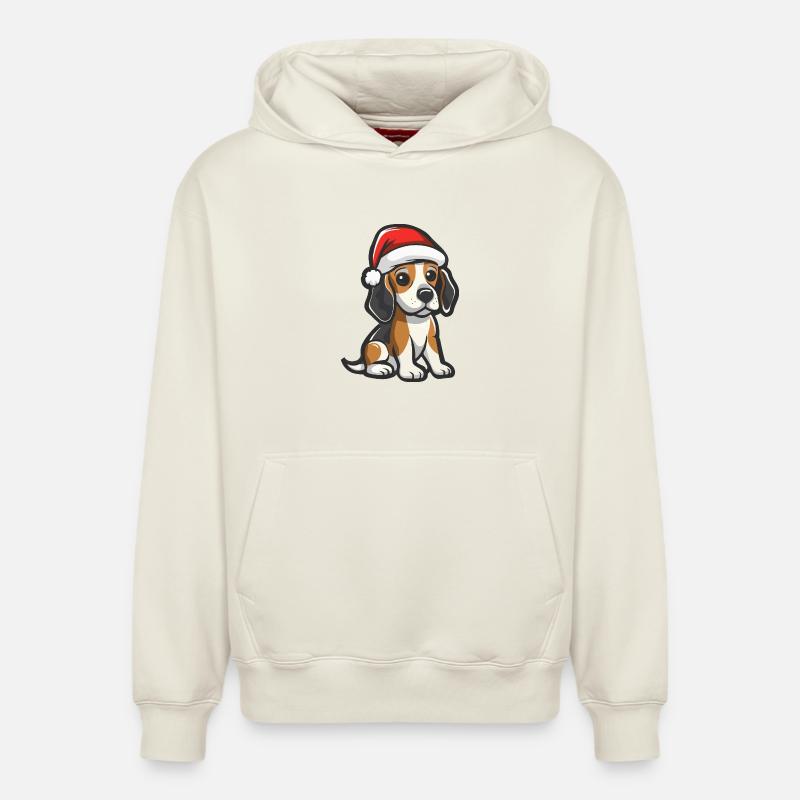 Beagle Chien Noël - Sweat à capuche unisexe décontracté en coton biologique – de SPREAD - blanc cassé
