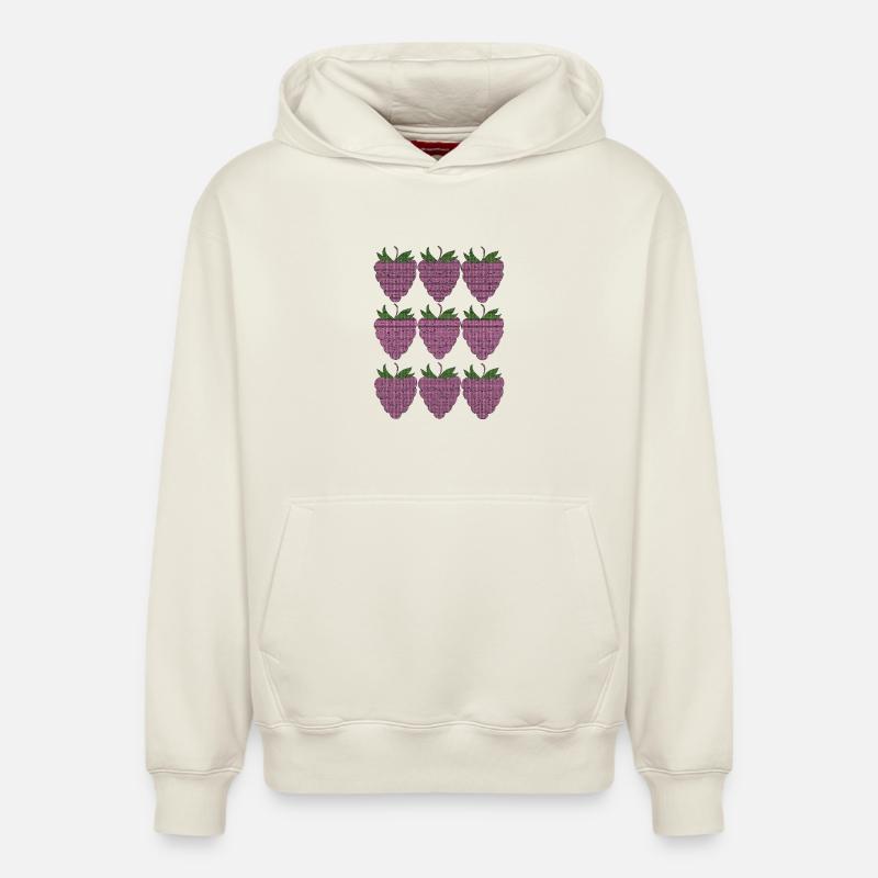 raspberry pattern textile - Relaxed Unisex Organic Hoodie – by SPREAD - off white