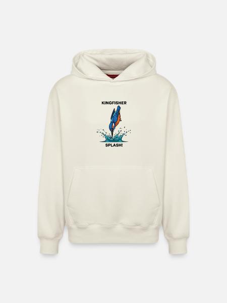 Kingfisher Splash Kingfisher River - Relaxed Unisex Organic Hoodie – by SPREAD - off white