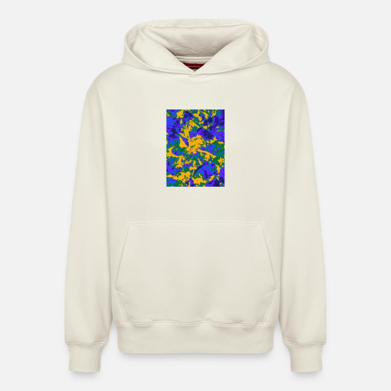 Explosion florale psychédélique néon - Sweat à capuche unisexe décontracté en coton biologique – de SPREAD - blanc cassé