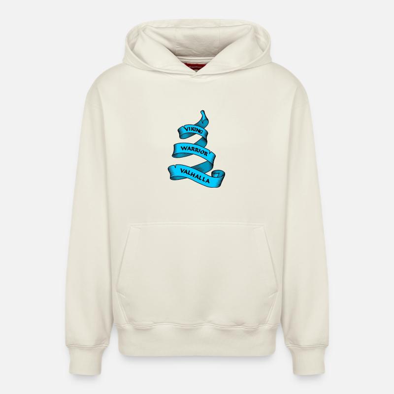 Wikinger Wimpel oder Banner blau - Relaxed Unisex Organic Hoodie – von SPREAD - Naturweiß