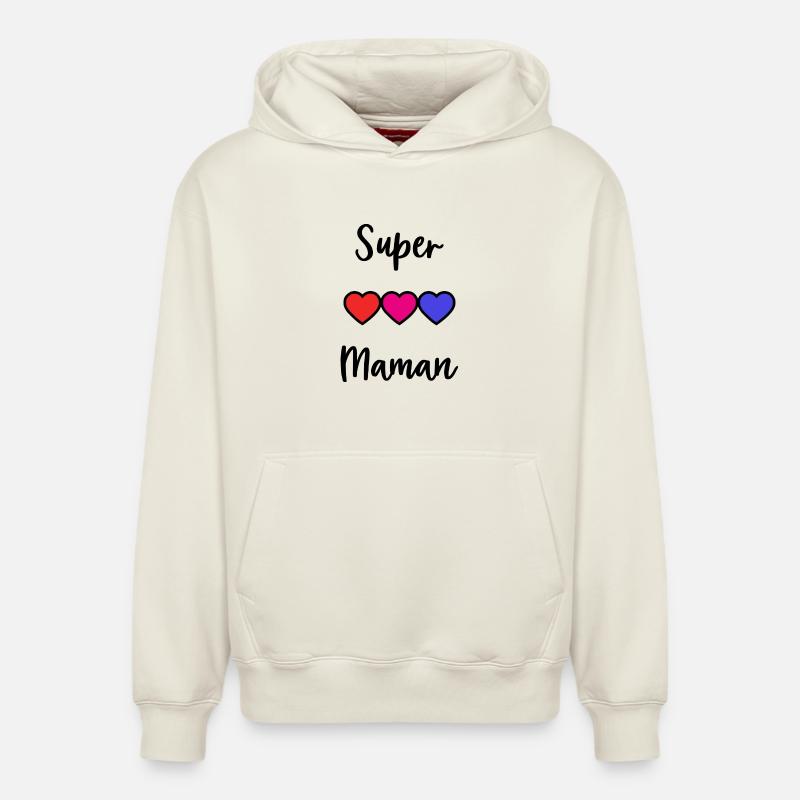 MAMAN - Sweat à capuche unisexe décontracté en coton biologique – de SPREAD - blanc cassé