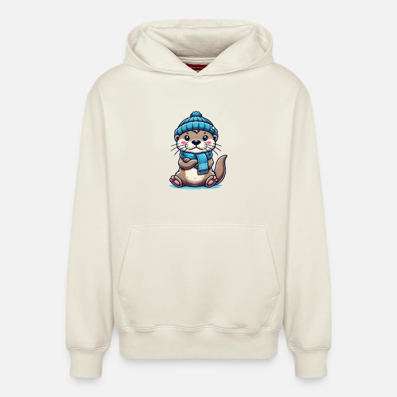 Loutre mignonne - Sweat à capuche unisexe décontracté en coton biologique – de SPREAD - blanc cassé
